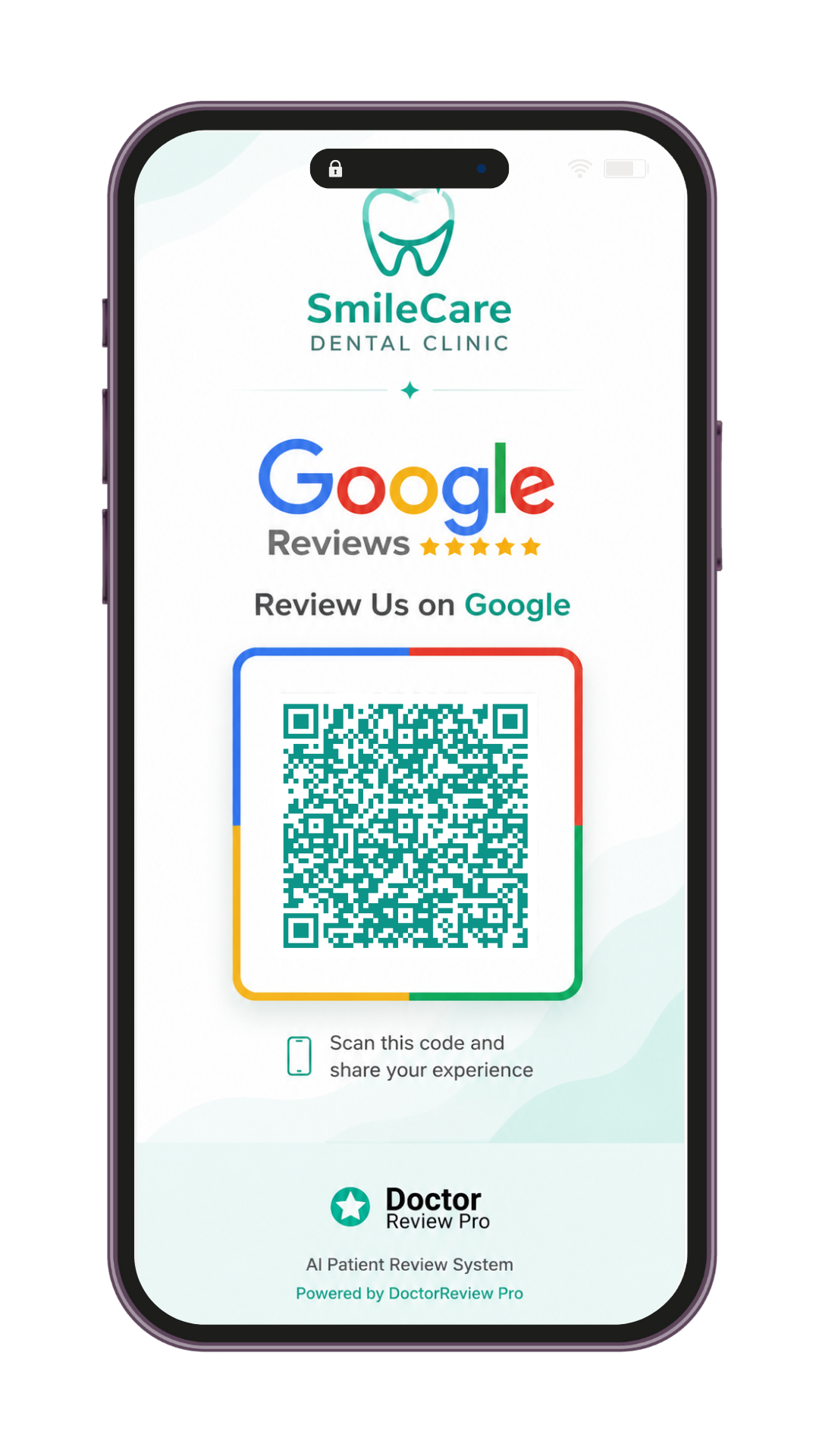 DoctorReview Pro on a mobile phone